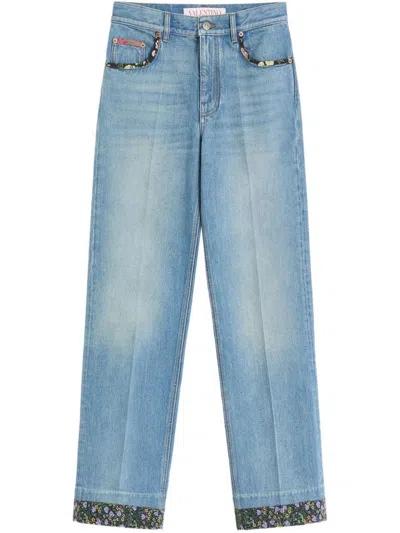 Valentino Embroidered Denim Trousers Woman Light Denim 28