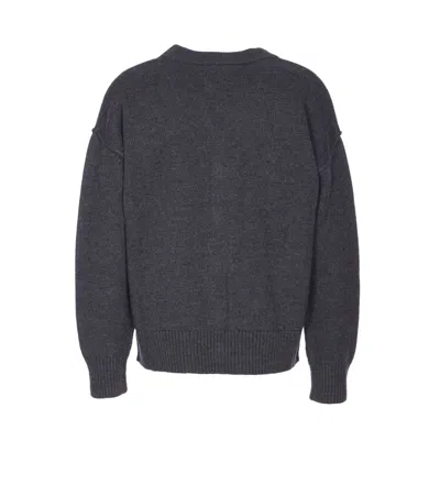 Ami Alexandre Mattiussi Ami Paris Ami De Coeur Heather Grey Wool Cardigan Men