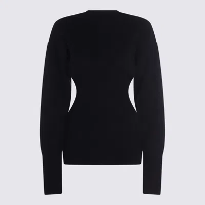 Rick Owens Dafne Fitted Waist Long Sleeve Wool Knit Knitwear Black In Black