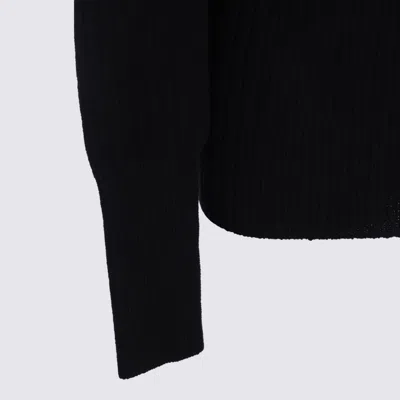 Rick Owens Dafne Fitted Waist Long Sleeve Wool Knit Knitwear Black In Black