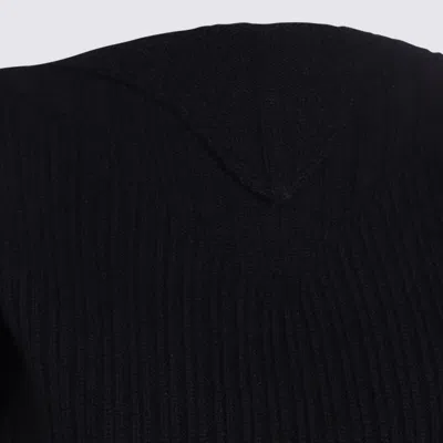Rick Owens Dafne Fitted Waist Long Sleeve Wool Knit Knitwear Black In Black