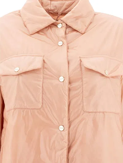 Herno Long Sleeved Press-stud Down Jacket In Pink