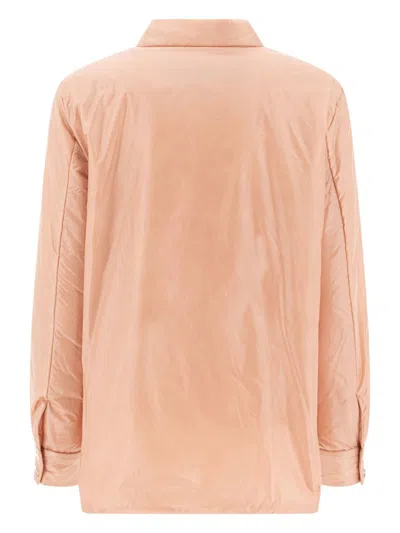 Herno Long Sleeved Press-stud Down Jacket In Pink