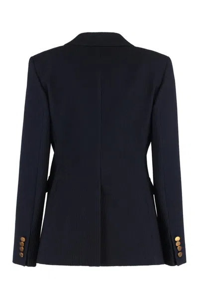 Max Mara Double-breasted Wool Blazer In Blue