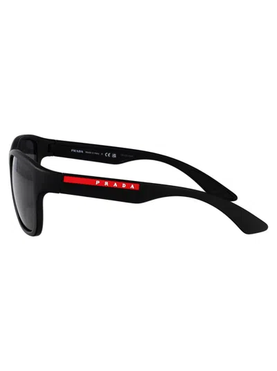 Prada Linea Rossa Black Rubber Nylon Sunglasses In Black