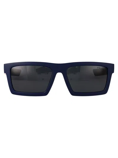Prada Linea Rossa Matte Blue Injected Sunglasses In Black