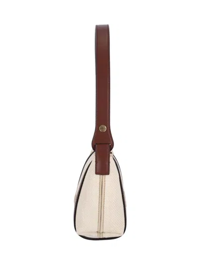 Chloé Structured Canvas Shoulder Bag With Leather Accents