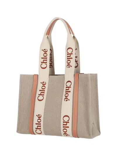 Chloé Women Beige Woody Tote Bag