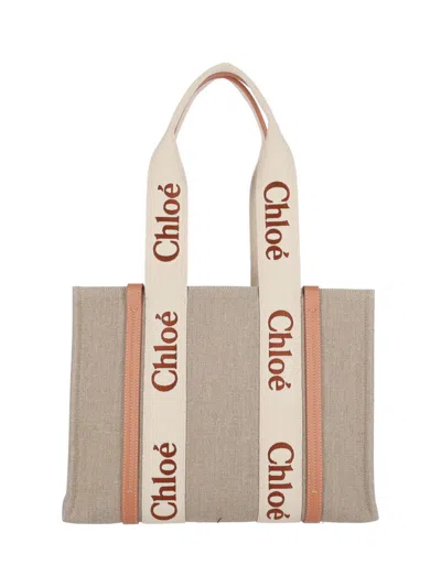 Chloé Women Beige Woody Tote Bag