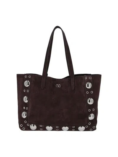 Valentino Garavani Medium Suede Tote Bag With Metallic Studs