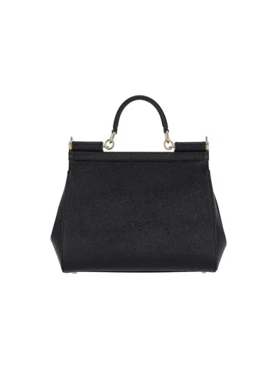 Dolce & Gabbana Sicily Grande Leather Handbag In Black