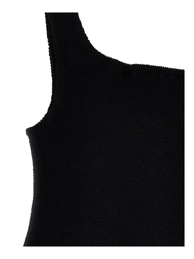 Hunza G Nancy One-shoulder Crinkle One-piece Swimsuit In Black