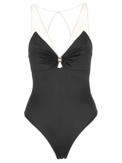 Elisabetta Franchi Tulle Detailing Bodysuit In Black