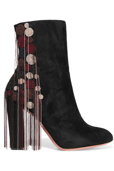 Shop Chloé Liv Beaded Suede Ankle Boots