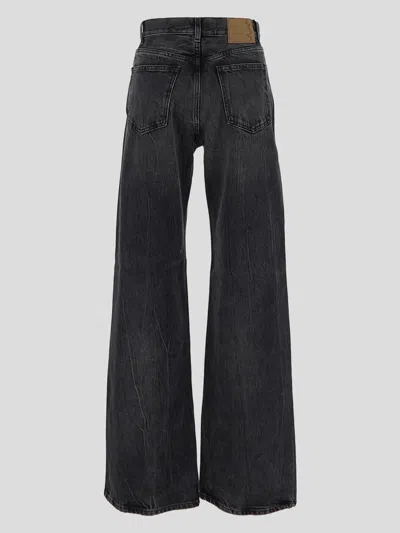 Haikure 'korea' Grey Jeans With Faded Effect And Logo Patch On The Back In Black