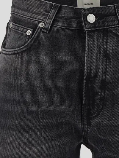 Haikure 'korea' Grey Jeans With Faded Effect And Logo Patch On The Back In Black