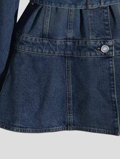 Alaïa Womens Bleu Vintage Peplum-hem Belted Denim Jacket In Blue