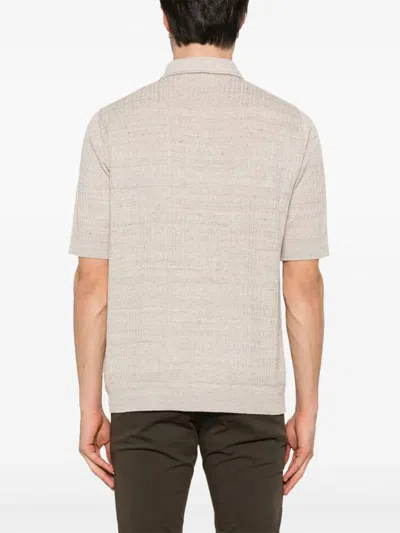Lardini Ribbed Linen And Cotton-blend Polo Shirt