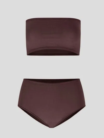 Alaïa Stretch-jersey Bandeau Bra And Briefs Set In Brown