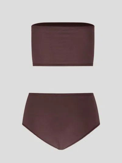Alaïa Stretch-jersey Bandeau Bra And Briefs Set In Brown