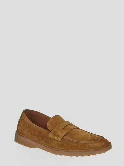 Tod's Loafers In Suede In Brown