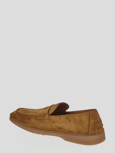 Tod's Loafers In Suede In Brown