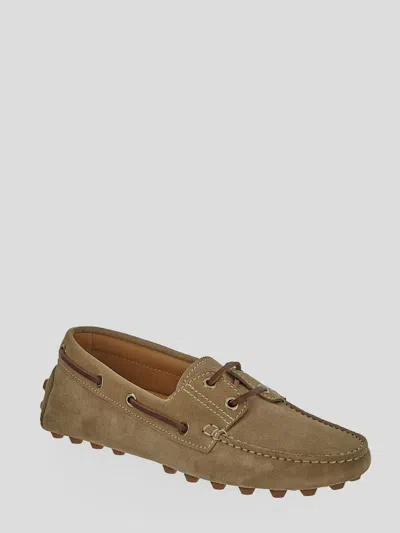Tod's Gommino Leather-trimmed Suede Loafers In Brown