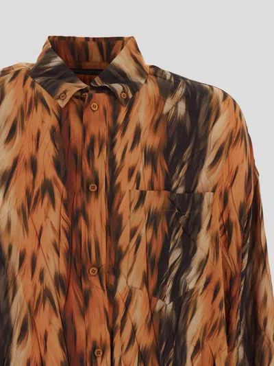 Balenciaga Fur Print Cocoon Silk Crepe Blouse