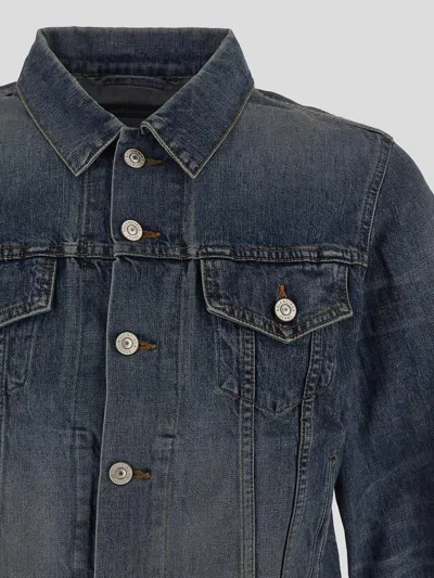 Balenciaga Fitted Denim Jacket Chest Pockets In Blue