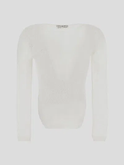 Gentryportofino Mi-transparent Perforated Tight-fitting Shirt In White