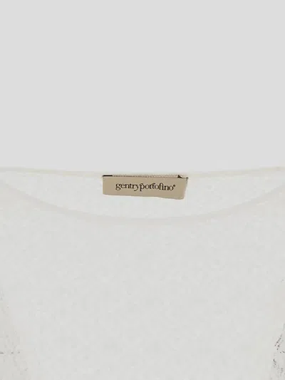 Gentryportofino Mi-transparent Perforated Tight-fitting Shirt In White