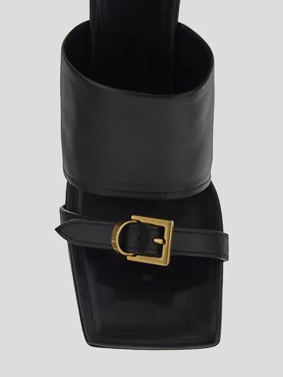 Balenciaga Black Leather Bel Air Sandals