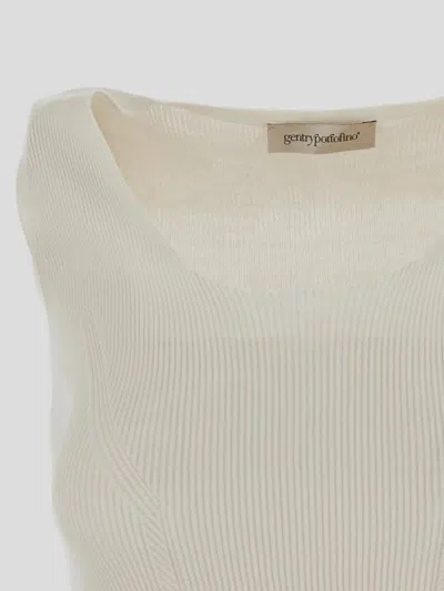 Gentryportofino Geripptes Tanktop Aus Einer Seiden-baumwollmischung
