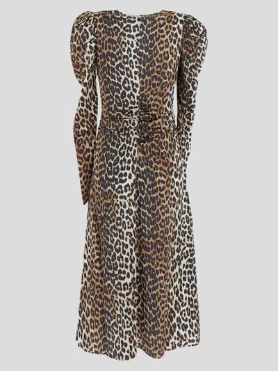 Ganni Leopard Print Midi Dress