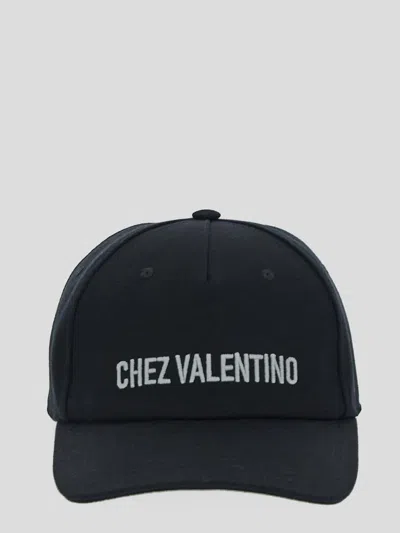 Valentino Cotton Baseball Cap With Embroidery In Black