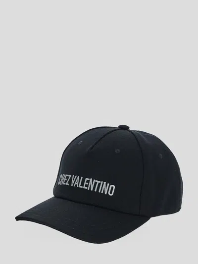 Valentino Cotton Baseball Cap With Embroidery In Black