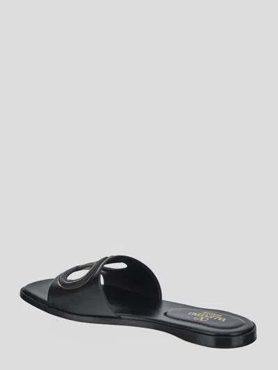 Valentino Vlogo Cutout Leather Sandal In Black