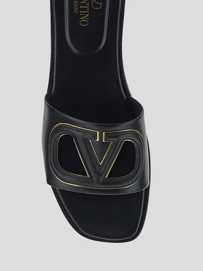 Valentino Vlogo Cutout Leather Sandal In Black