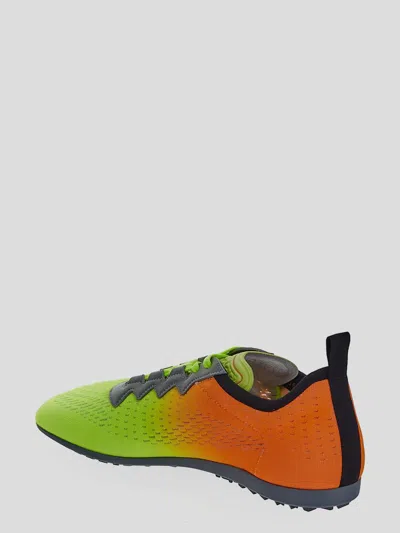 Valentino Lime Green And Fluorescent Orange Sporty Sneakers In Cotton And Pu Bold Design In Green