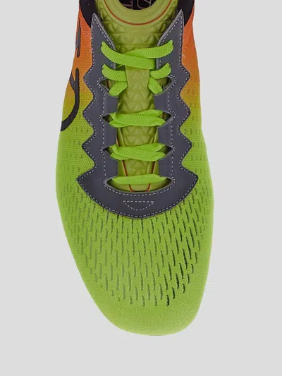 Valentino Lime Green And Fluorescent Orange Sporty Sneakers In Cotton And Pu Bold Design In Green