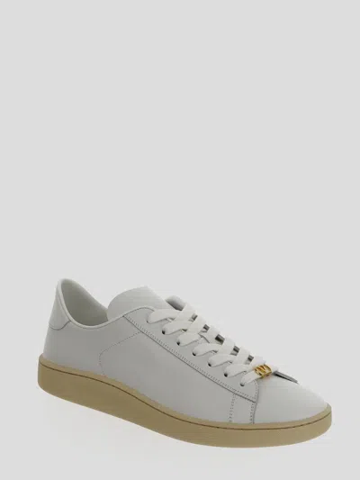 Valentino White Leather Vlogo Signature Sneakers In Gray