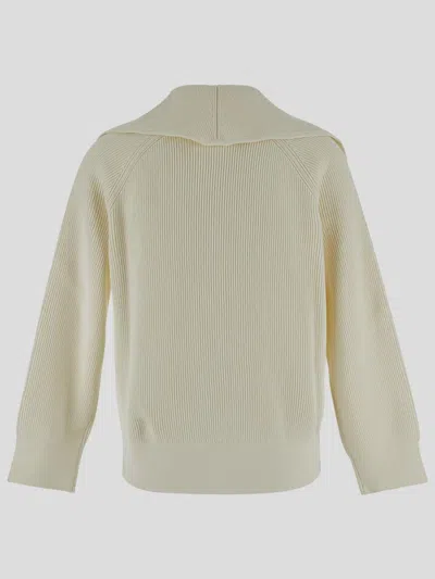 Bottega Veneta Women Cream Stretch Cotton Blend Cardigan In Neutral