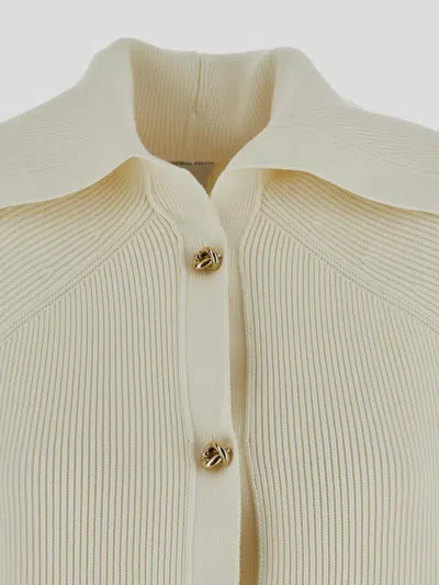 Bottega Veneta Women Cream Stretch Cotton Blend Cardigan In Neutral