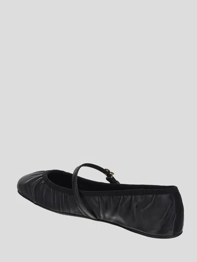Dolce & Gabbana Black Ballerinas With Metallic Logo And Strap In Leather Woman