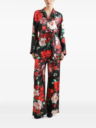 Dolce & Gabbana Printed Floral Twill Shirt In Multi