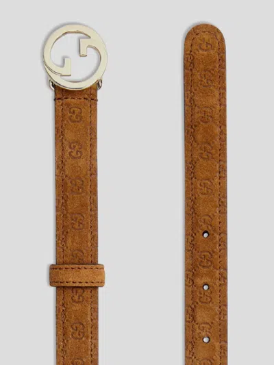 Gucci Suede Belt With All-over Gg Motif