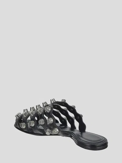 Alexander Wang Black Leather Sandals In Black