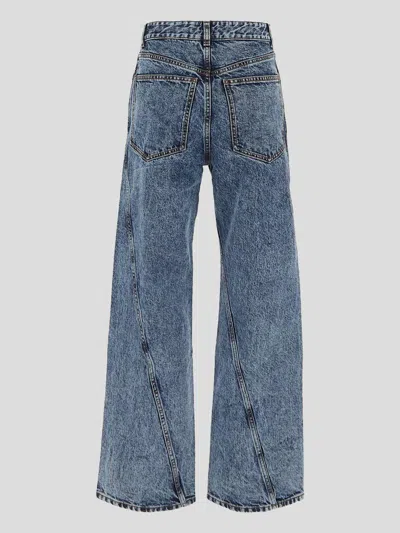 Alaïa Twisted Stonewashed Denim Jeans In Blue