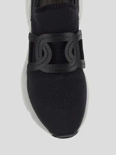 Tod's Sneakers In Stretch Technical Mesh, With Leather Chain Accessory, Gros Grain Details And Macro Rubbe