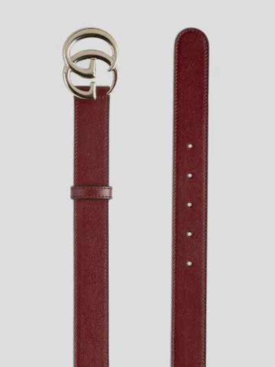Gucci Gg Marmont Thin Leather Belt In Red